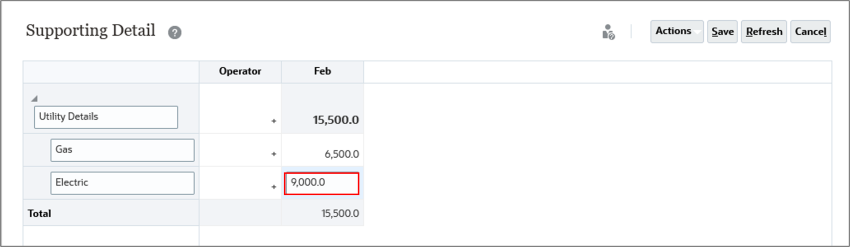 Supporting Detail Dialog Before Entering Electric Amount